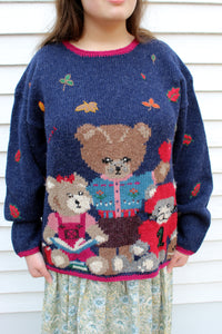 Woolrich Wool Football Teddy Bears Vintage Sweater L Woman's