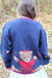 Woolrich Wool Football Teddy Bears Vintage Sweater L Woman's