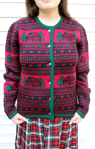 The Eagles Eye Wool Country Home & Hearts Vintage Sweater M