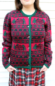 The Eagles Eye Wool Country Home & Hearts Vintage Sweater M