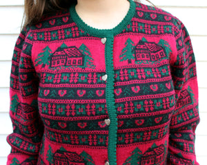The Eagles Eye Wool Country Home & Hearts Vintage Sweater M