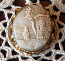 Load image into Gallery viewer, Vintage Scenic Cameo Goldtone Rolled Edge