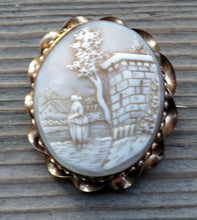 Load image into Gallery viewer, Vintage Scenic Cameo Goldtone Rolled Edge