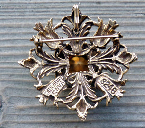 Vintage Vans Authentics Rhinestone Brooch  Goldtone #3248