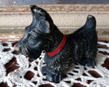 Load image into Gallery viewer, Vintage Metal Scottie Dog Figurine Paperweight Black Red Collar