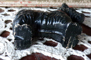 Vintage Metal Scottie Dog Figurine Paperweight Black Red Collar