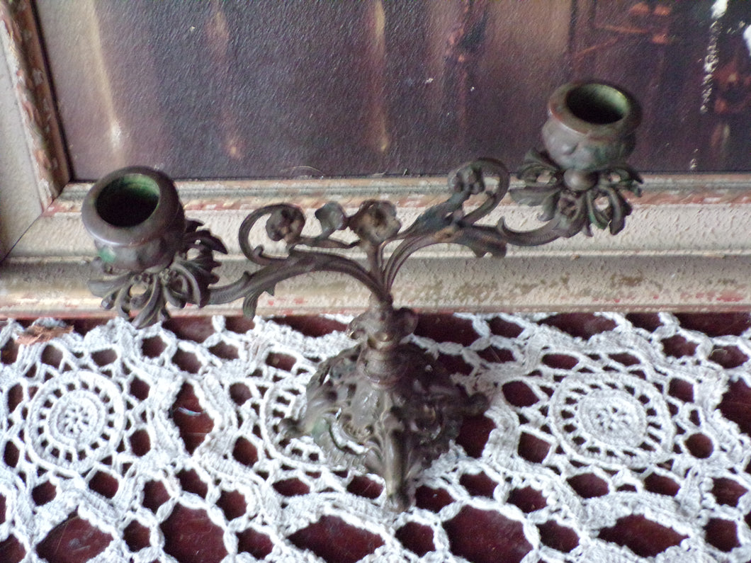 Vintage Goth Art Nouveau Style Candle Holder Floral