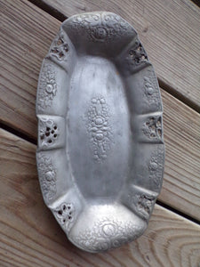 Vintage Floral Pewter Tray GOMIL 97% Portugal