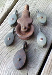 6 Vintage Pulleys Various Sizes Steampunk