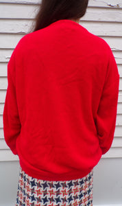 NOS Vintage Sears Bragg'n Dragon Red Men's V-Neck Sweater XL Tall Tags On