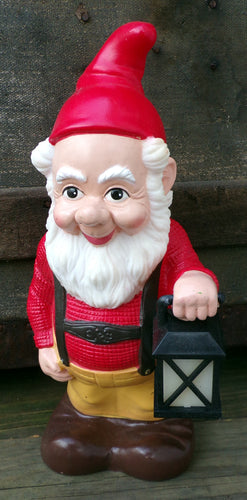 Vintage 1994 ART LINE Garden Gnome With Lantern Hard Plastic