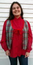 Load image into Gallery viewer, Vintage Red Plaid Fringed Woman&#39;s Vest Holiday  L