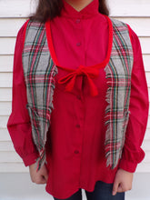 Load image into Gallery viewer, Vintage Red Plaid Fringed Woman&#39;s Vest Holiday  L