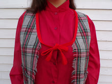 Load image into Gallery viewer, Vintage Red Plaid Fringed Woman&#39;s Vest Holiday  L