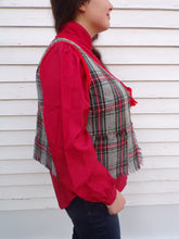Load image into Gallery viewer, Vintage Red Plaid Fringed Woman&#39;s Vest Holiday  L