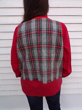 Load image into Gallery viewer, Vintage Red Plaid Fringed Woman&#39;s Vest Holiday  L