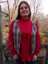 Load image into Gallery viewer, Vintage Red Plaid Fringed Woman&#39;s Vest Holiday  L