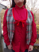 Load image into Gallery viewer, Vintage Red Plaid Fringed Woman&#39;s Vest Holiday  L