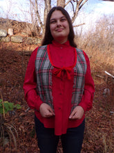 Load image into Gallery viewer, Vintage Red Plaid Fringed Woman&#39;s Vest Holiday  L