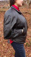 Load image into Gallery viewer, Vintage Wilsons Cropped Black Leather Biker Jacket XL Zip Out Lining Woman&#39;s