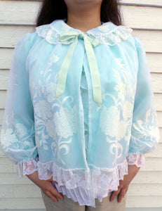 Vintage Odette Barsa Floral Lace Bed Jacket Robe