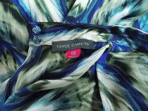Vince Camuto Abstract Blue's Shell Top Blouse 10 Used