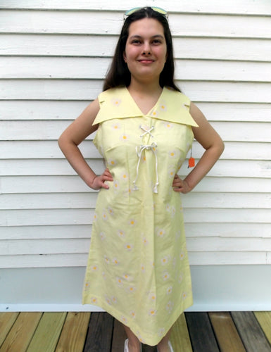 NOS Vintage 60's flocked Floral Sundress 18 1/2