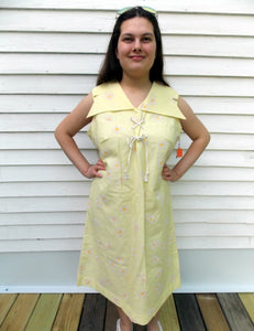 NOS Vintage 60's flocked Floral Sundress 18 1/2