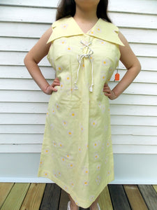 NOS Vintage 60's flocked Floral Sundress 18 1/2
