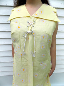 NOS Vintage 60's flocked Floral Sundress 18 1/2