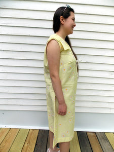 NOS Vintage 60's flocked Floral Sundress 18 1/2