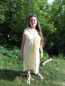NOS Vintage 60's flocked Floral Sundress 18 1/2