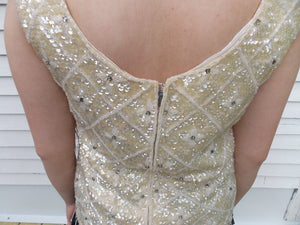 Regalia Vintage Sequin Beaded Rhinestone Top Shell M