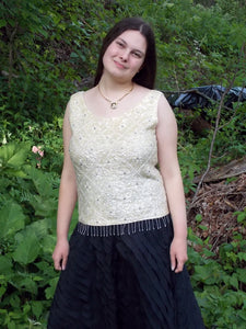 Regalia Vintage Sequin Beaded Rhinestone Top Shell M