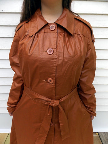 NOS Vintage Brown Trench Coat Rain Coat 16 Water Repellent