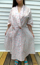 Load image into Gallery viewer, Vintage CHERRIES Campus Girl Robe Pink &amp; Blue Semi Sheer
