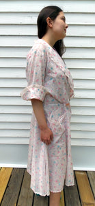 Vintage CHERRIES Campus Girl Robe Pink & Blue Semi Sheer