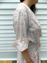 Load image into Gallery viewer, Vintage CHERRIES Campus Girl Robe Pink &amp; Blue Semi Sheer