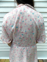 Load image into Gallery viewer, Vintage CHERRIES Campus Girl Robe Pink &amp; Blue Semi Sheer