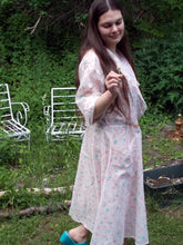 Load image into Gallery viewer, Vintage CHERRIES Campus Girl Robe Pink &amp; Blue Semi Sheer