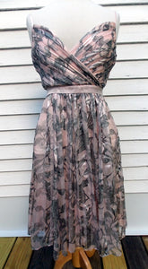 Vintage Silk ARDEN B Party Prom Dress 2 Floral print Pink silver gray