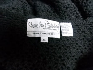 Vintage Diane Von Furstenberg Hand Crocheted Sweater Black XL