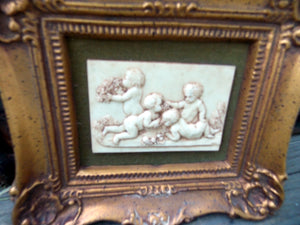 Vintage Syroco Art  Picture & Cherub Wall Art  Hollywood Regency