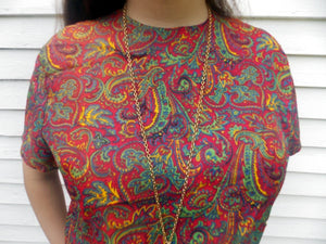 NWT Vintage Union Made Abstract Button Back Blouse 38