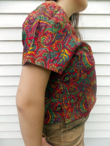 NWT Vintage Union Made Abstract Button Back Blouse 38