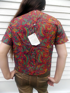 NWT Vintage Union Made Abstract Button Back Blouse 38