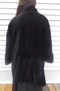Bill Blass Used Black Velvet Coat Jacket Ruffle Sleeve L