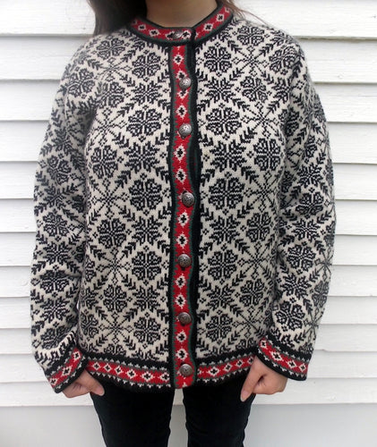 Vintage L.L. BEAN WOOL SNOWFLAKE FAIR ISLE SWEATER L Woman's Pre-owned