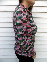 Load image into Gallery viewer, Vintage Op-Art Abstract Nylon Blouse S Nettles World 70&#39;s 80&#39;s
