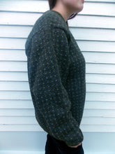 Load image into Gallery viewer, Vintage L.L. Bean Wool Nordic green Sweater Large Woman&#39;s metal clasps